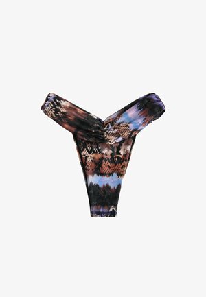 Next, REGULAR FIT - V CUT RUCHED BRAZILIAN BIKINI BOTTOMS . - Spodný diel bikín - brown blue animal