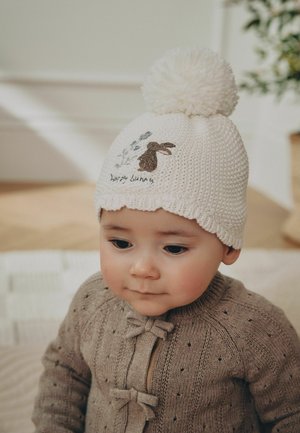 Next, POM BABY HAT - Čiapka - cream embroidered bunny