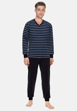 SET - Nachtwäsche Set - schwarz dunkel ringel