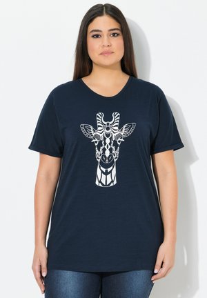Ulla Popken MANDALA ANIMAL MOTIF SHORT SLEEVE - T-shirt imprimé - marine