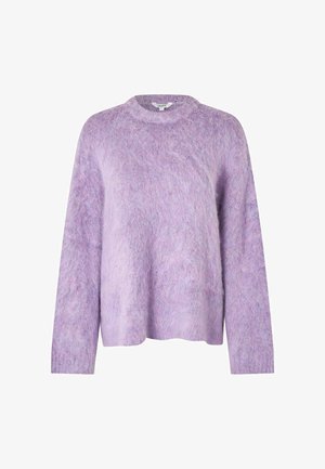 Lila Pullover aus weichem, strukturiertem Material. Mit einem runden Halsausschnitt und langen Ärmeln in lockerer Passform. Einfach, ohne zusätzliche Details.