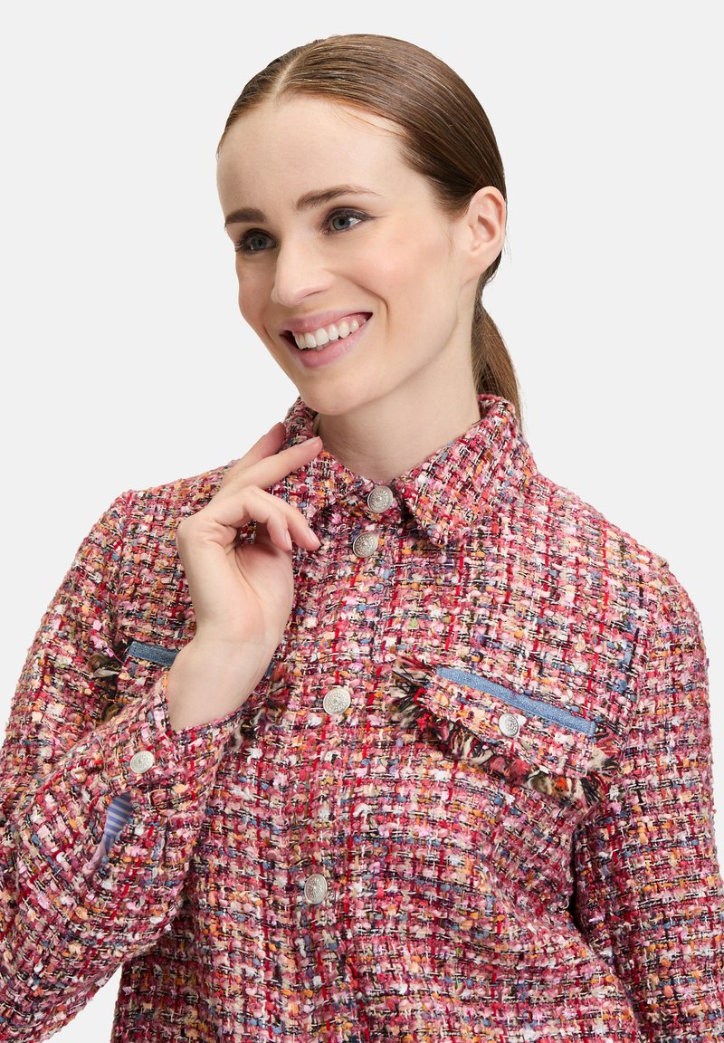 Cartoon Damen Blazer En Tweed à Franges - Veste Femme Coupe Droite Tendance