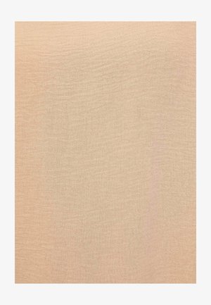 Beige stof med en glat tekstur, der har subtile vandrette linjer. Blødt materiale, letvægts, med en ensartet farvefordeling.