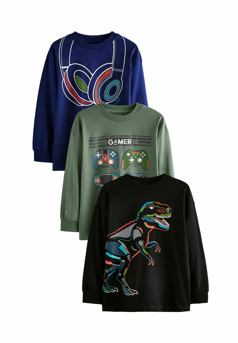 Next GRAPHIC 3 PACK REGULAR FIT - Pikkade varrukatega topp - green blue gaming