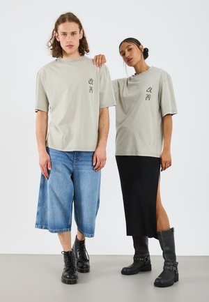 2 PACK UNISEX - Print T-shirt - black / khaki washed