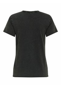 Donkergrijze t-shirt met korte mouwen en een ronde hals, gemaakt van zachte stof. Heeft een relaxte pasvorm en geen zichtbare patronen of logo's.