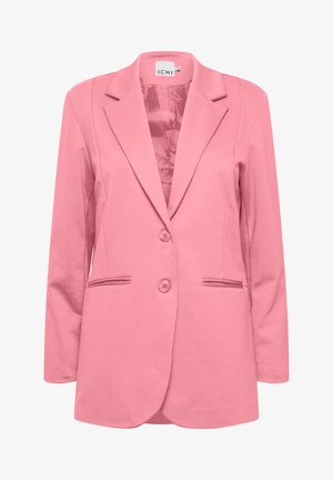 Rosa Blazer aus weichem Stoff mit Reverskragen, einer Knopfverschluss und zwei Vordertaschen. Taillierte Passform mit langen Ärmeln.