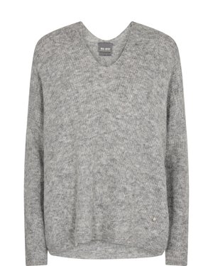 Mos Mosh V-NECK - Striktrøje - grey melange