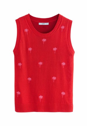 REGULAR FIT-CREW NECK - Top - red pink embroidered palm tree