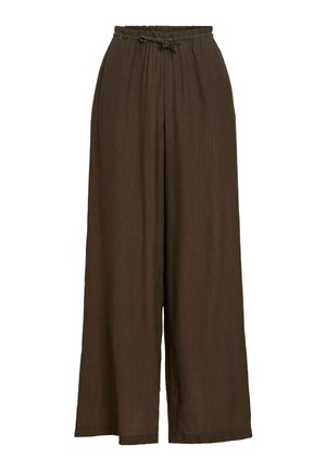 VILA, WIDE-LEG TROUSERS VIBETTE HIGH WAIST - Pantalon classique - slate black