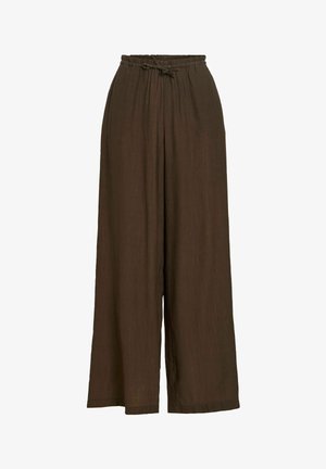 VILA, WIDE-LEG TROUSERS VIBETTE HIGH WAIST - Pantalon classique - slate black