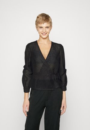 ONLY ONLZOE GLITTER WRAP - Μπλούζα - black