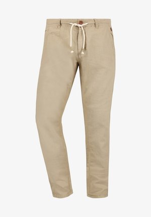 Beige chinos med en avslappet passform, laget av lett bomull, med snor i livet, sidelommer og en enkelt baklomme.