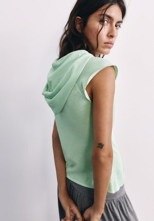 PULL&BEAR, SHORT-SLEEVE HOODED - JUMPER - Pullover - mint