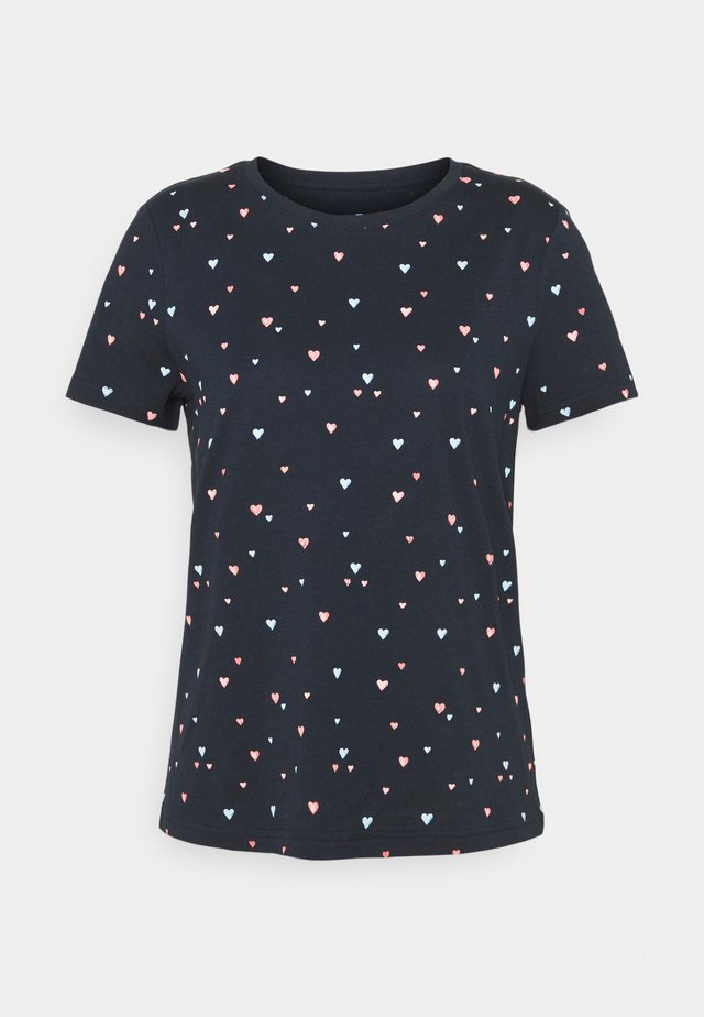 T-shirt print - navy colorful heart design