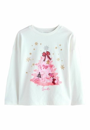 REGULAR FIT - LONG SLEEVE SEQUIN - Tops ar garām piedurknēm - ecru christmas tree