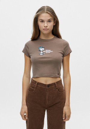 PEANUTS - Print T-shirt - mottled dark brown