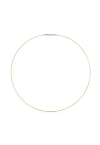 Naszyjnik choker w złotym kolorze o gładkim, cienkim kształcie przewodu. Wyposażony w elegancki, srebrny zapięcie magnetyczne zapewniające bezpieczne zamknięcie. Okrągły kształt.