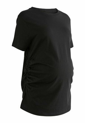 RUCHED REGULAR FIT - Jednoduché tričko - black