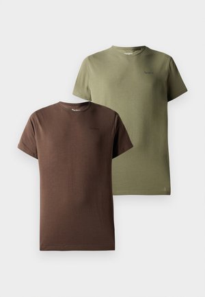 ORIGINAL BASIC 2 PACK  - Lihtne T-särk - dark brown/military green