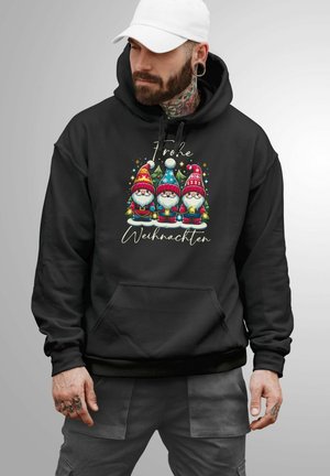 FROHE WEIHNACHTEN WICHTEL WEIHNACHTS - Kapuzenpullover - schwarz
