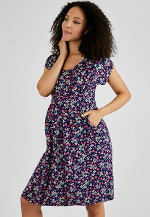 JoJo Maman Bébé FLORAL PLEATED MATERNITY NURSING - REGULAR FIT - Trikoomekko - pink blue white floral