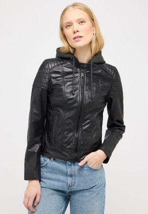 Mustang Leren jas - schwarz