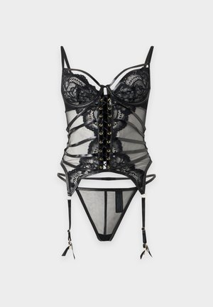 Ann Summers, DARK WHISPERS FOLDOVER CAMI SUSPENDER  - Corset - black