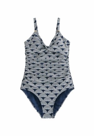 BRIGHT FLORAL SHAPE ENHANCING - Baddräkt - navy white fan print