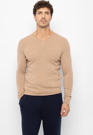 V NECK - Strickpullover - beige