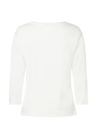 Weißes Langarm-T-Shirt mit Rundhalsausschnitt, aus leichtem Baumwollstoff, mit glatter Textur und einfachem Design ohne Muster.