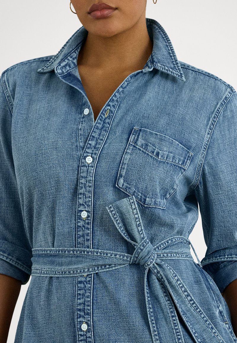 chinese dress ladies Tara Dress  Washed Denim Utility Shirt Dress with Pockets