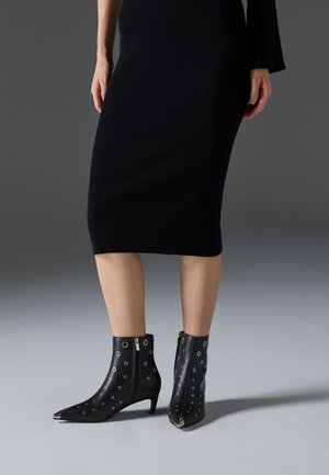 LEATHER - Ankelboots med høye hæler - black