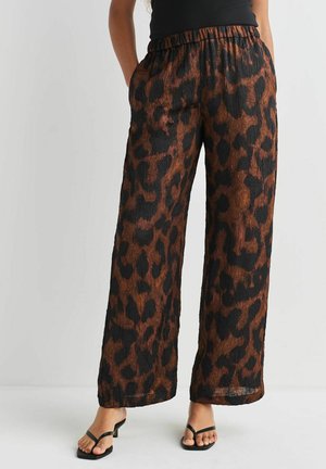 CRINKLE WIDE LEG - Broek - brown animal print