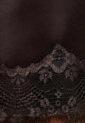 New Look, DARK  SATIN LACE SCALLOP TRIM MINI SKIRT - Falda acampanada - dark brown
