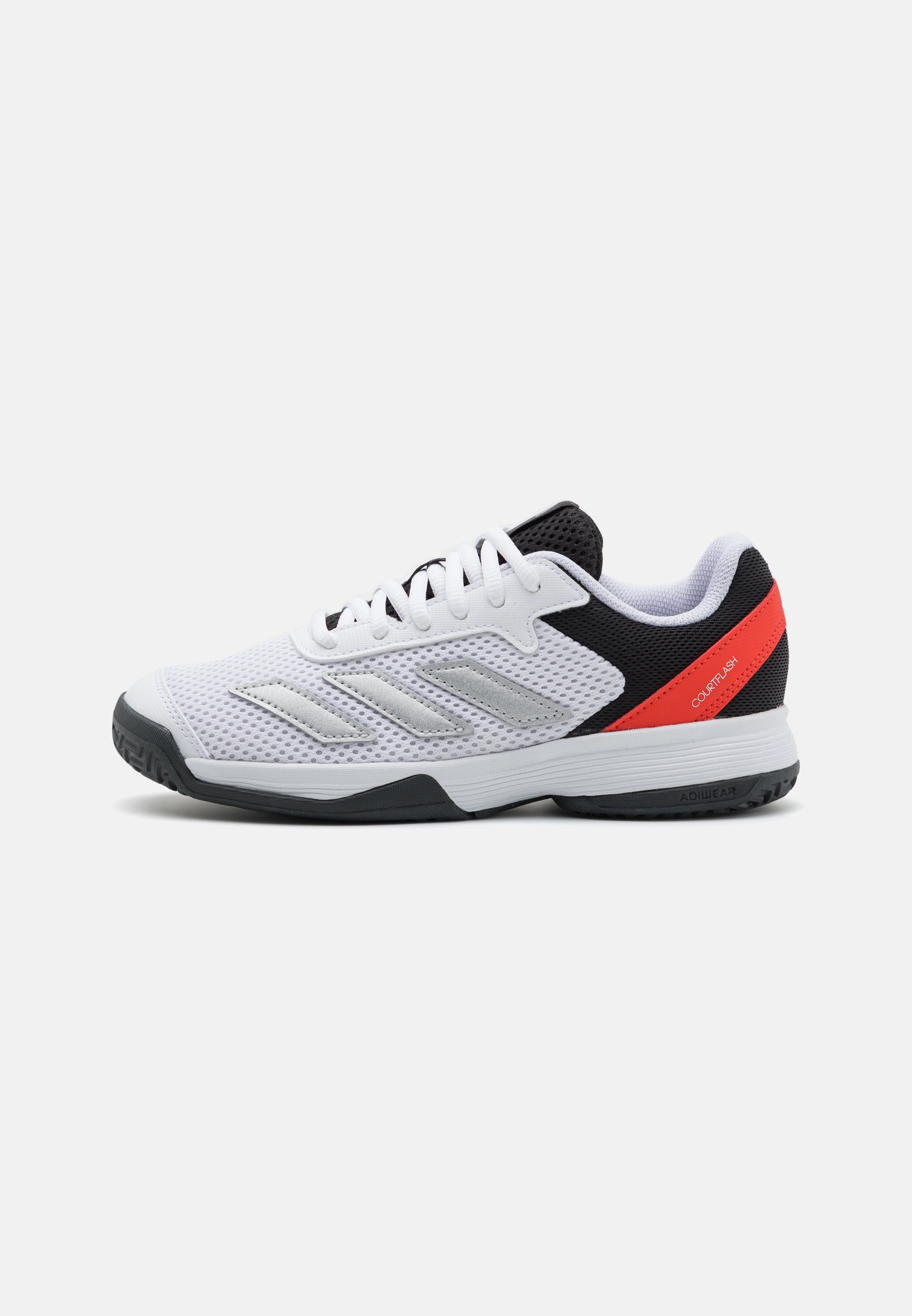 adidas gazelle silver green womens adidas Kid's Courtflash Tennis Shoes, White/Silver Metallic/Core Black, Size 4.5 main image 1