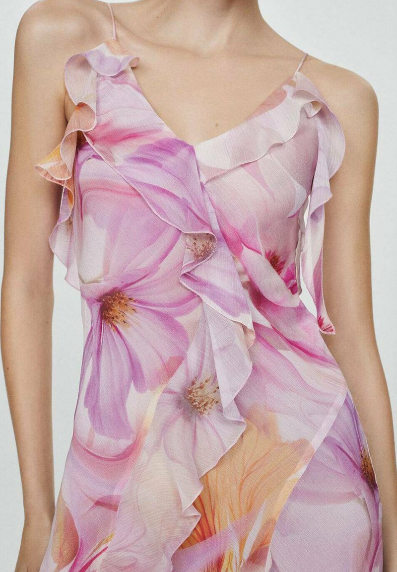 open lace back dress MANGO Purple Chiffon Ruffle Dress UK L main image 1