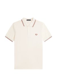 Creme polo skjorte lavet af bomuld. Har en to-knaps placket, kontraststribet krave og ærmekanter samt broderet logo på brystet.