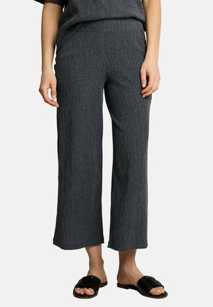 TOM TAILOR, CRINKLE CULOTTE HOSE - Trousers - navy white structure