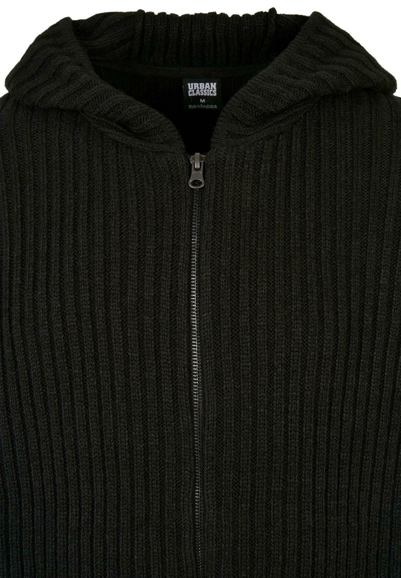 Urban Classics KNITTED ZIP HOODY - Adīta jaka - black