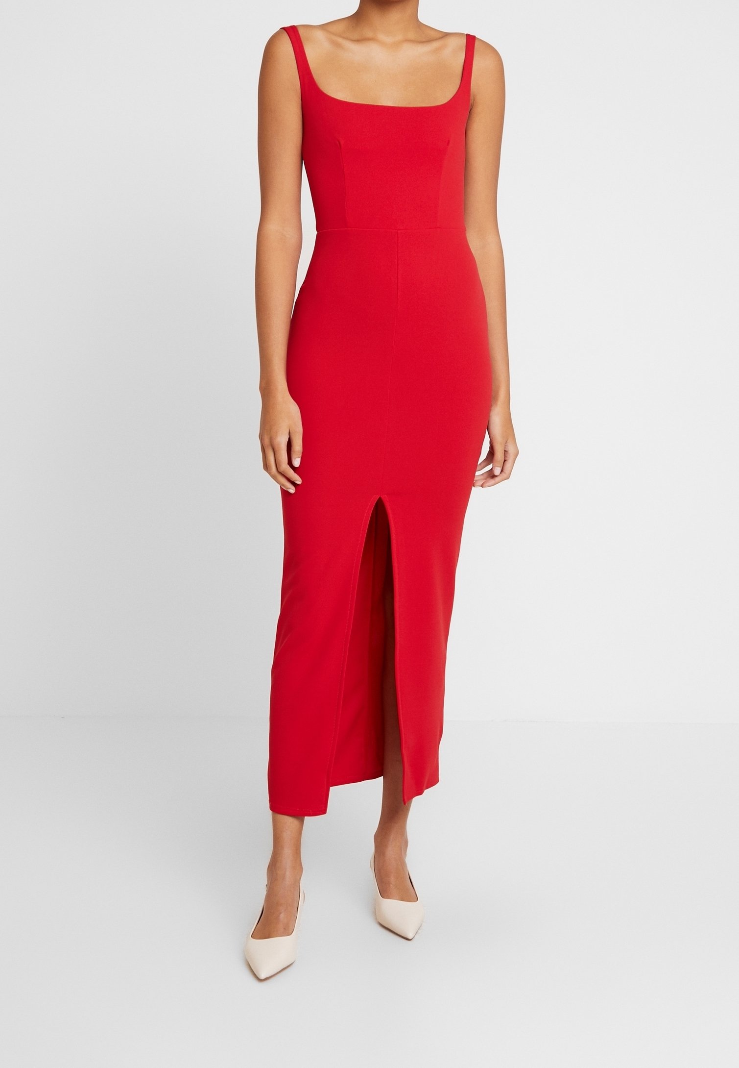 white christmas dresses Dressing Up Red One Shoulder Maxi Dress With Open Back Detail – Club L  London main image 1