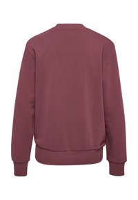 Bordeauxrode crewneck sweater gemaakt van zachte stof, met lange mouwen, geribbelde manchetten en een ontspannen pasvorm met een effen textuur.