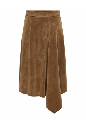 ONLY, SUEDE SKIRT ONLNIMA MIDI SKIRT - Jupe trapèze - cognac