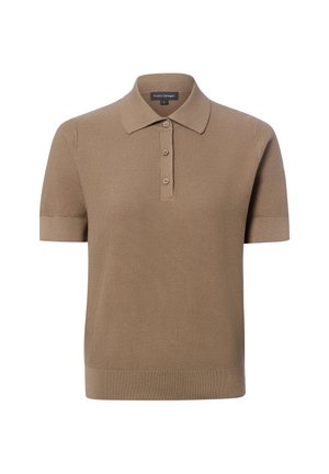 Braunes Strick-Poloshirt mit kurzen Ärmeln, drei vorderen Knöpfen und einem gerippten Saum, Größe Small von Franco Callegari.