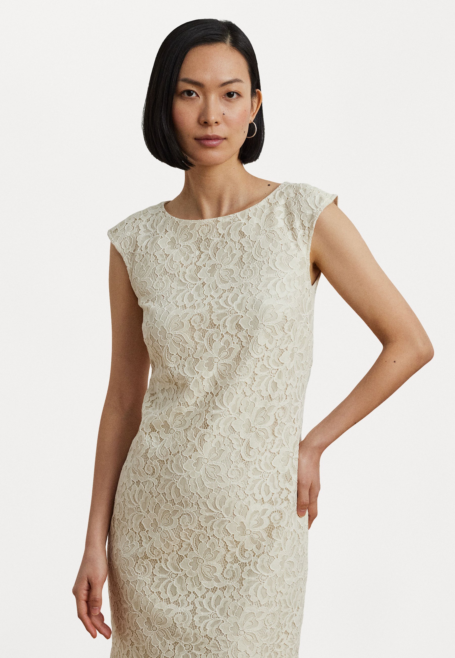 Lauren Ralph Lauren FLORAL CORDED LACE DRESS - Cocktail dress / Party dress  - mascarpone cream/off-white