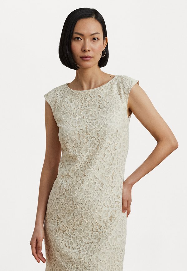 FLORAL CORDED LACE DRESS - Cocktail dress / Party dress - mascarpone cream