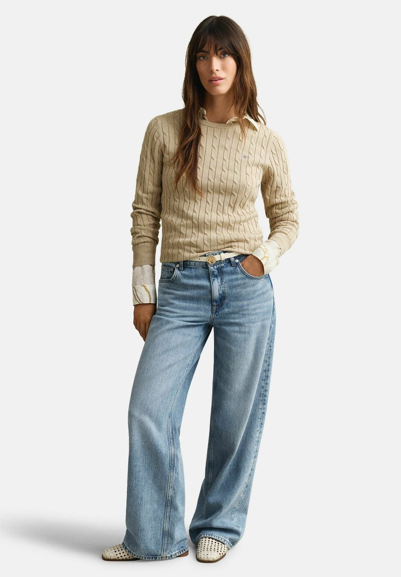 GANT STRETCH CABLE - Svetr - oat beige
