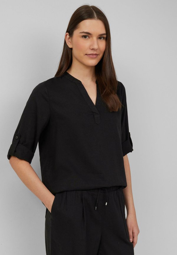 MIT TURN-UP - Bluse - schwarz