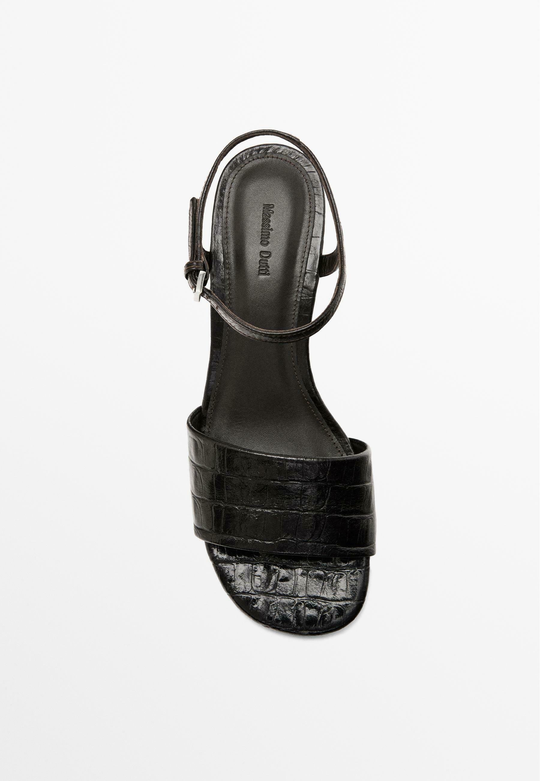 ★ Massimo Dutti★ Mock Croc Embossed Heel Sandals 11638650 Mock croc embossed heeled sandals · Brown · Heeled Sandals