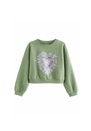 SEQUIN HEART LONG SLEEVE REGULAR FIT - Pusa - khaki green